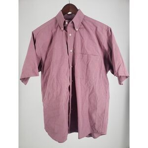 Turnbury 80's Two Ply Fabric Short Sleeve Button Up Shirt Size M Pastel Pale Red